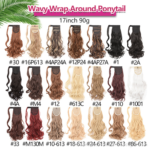 Julianna Long Blonde Straight Wrap Around Clip In Ponytail Hair Extension Heat Resistant Synthetic Pony Tail Hair
